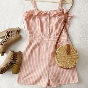 Pink + White Ruffle Chest Romper